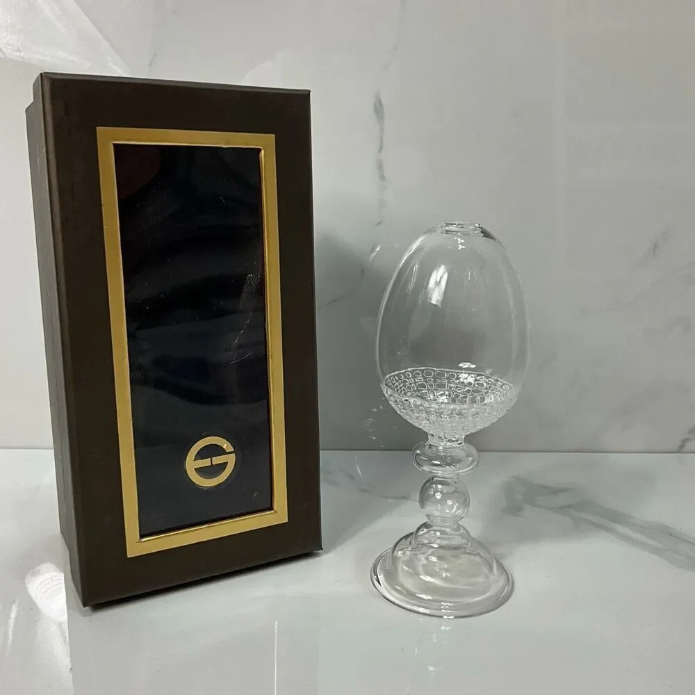 GS Glass Pedestal Egg Bud Vase